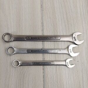 Craftsman Combination Wrench Set SAE 3pc Silver Forged USA Raised Panel 44697